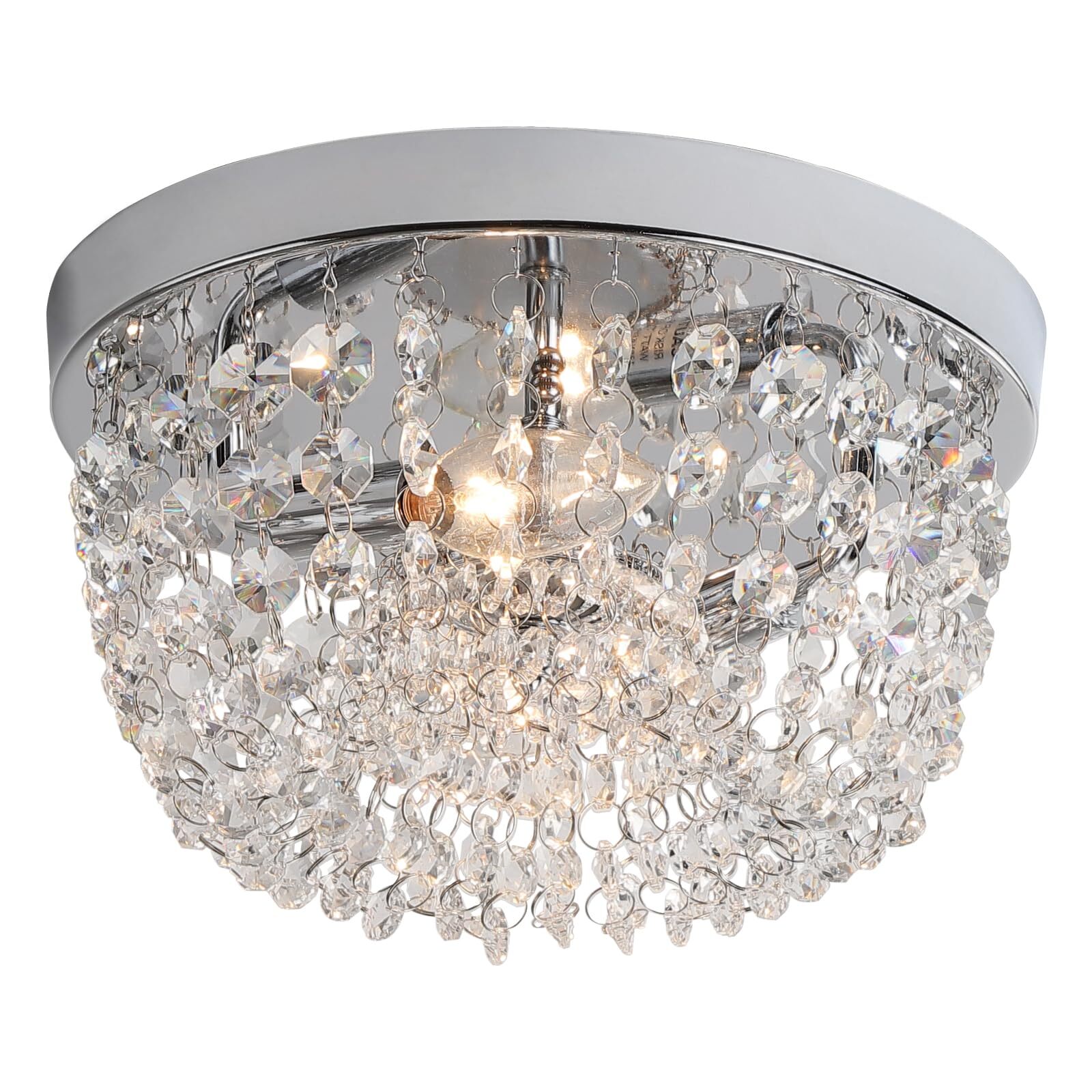 Sheenkarion Small Crystal Chandelier Flush Mount Ceiling Light2 Lights Modern...