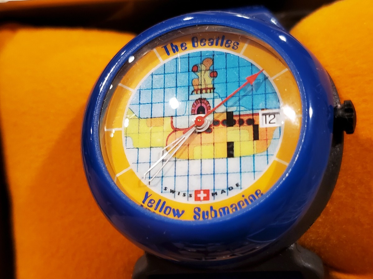 【XL程度】1999 The Beatles Yellow Submarine BEATLES WATCH 1999 ~ YELLOW SUBMARINE (SOLID BLUE) ~ WOMENS
