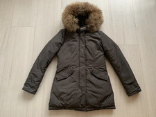 Woolrich Arctic Parka Coat With Detachable Fur Blue Grey Size Xs