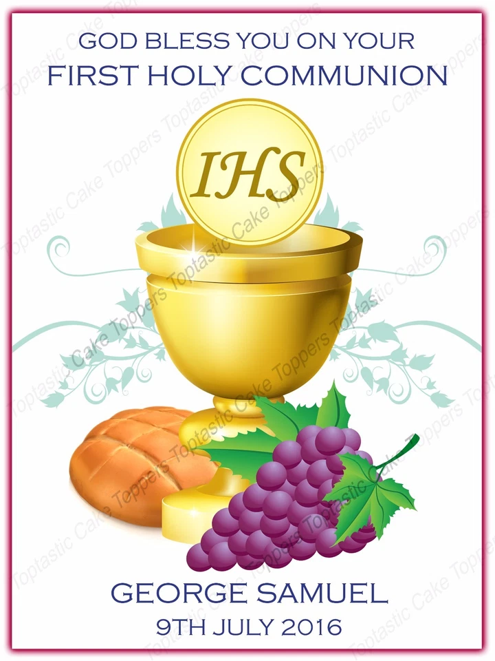 Personalised Unisex 1st First Holy Communion Edible Icing Party Cake Topper