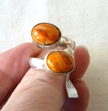 NWT Navajo Martha Martine Spiny Oyster Adjustable Ring 925 Sterling Silver