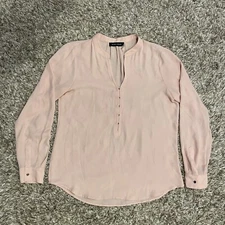 Ivanka Trump Rose Pink Dressy Long Sleeve Blouse Women’s M Half Clasp Button