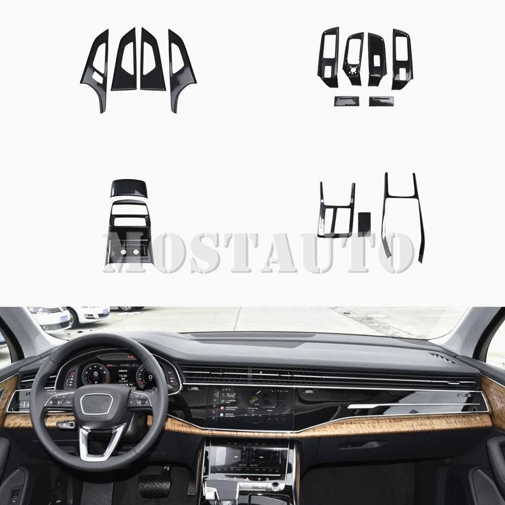 For Audi Q7 Q8 Carbon Style Interior Accessories Kit Set Cover Trim  2020-2022