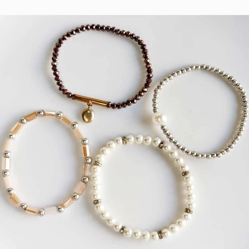 4 peças Chicos Beads pulseira elástica empilhável retrô feminina festa férias joias - Imagem 3 de 4