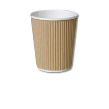 Branded 25 X 8oz / 240ml Kraft triple walled disposable paper ripple cups