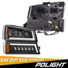 For 2003-2006 Chevy Silverado Avalanche LED DRL Projector Headlights Bumper Lamp