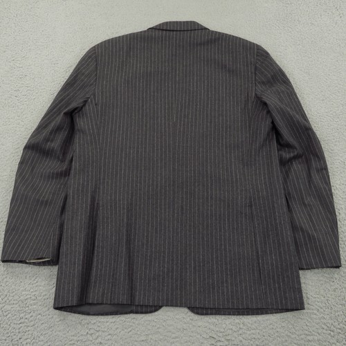 Canali Suit 40R Charcoal Flannel Chalk Stripe Jacket Pants Trousers 34x28* FLAWS - Picture 4 of 23