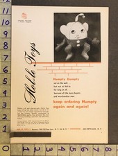 1950 TOY AD STUFFED ANIMAL PLUSH HUMPTY DUMPTY HOL-LE BABY WATASEAL PLASTIC TG24