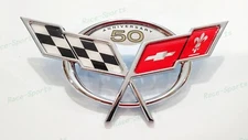 1P Chrome Front Bumper 50Th Anniversary Cross Flags Emblem 1997-2004 C5