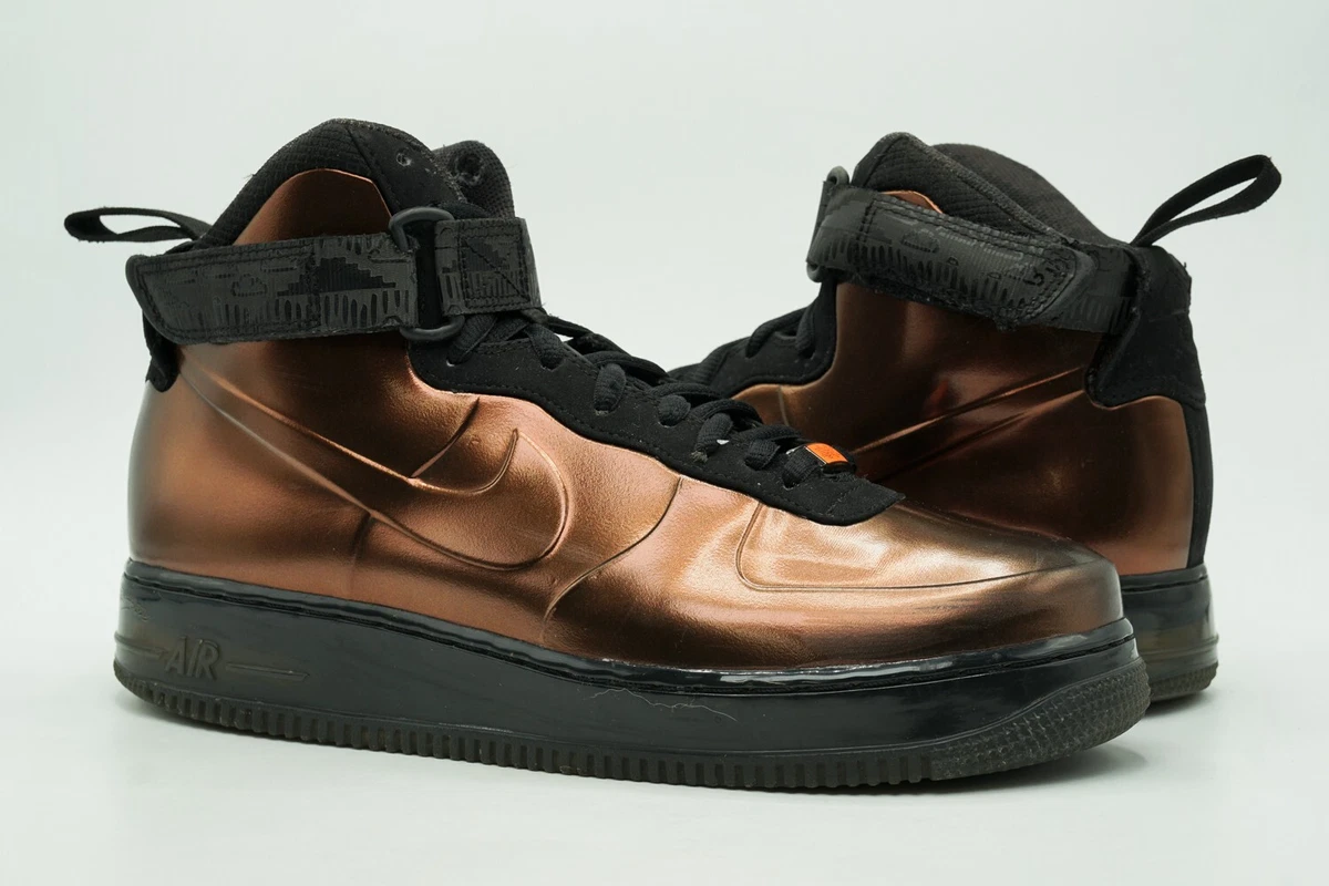 NIKE AIR FORCE 1 FOAMPOSITE USED SIZE 8.5 METALLIC COPPER BLACK