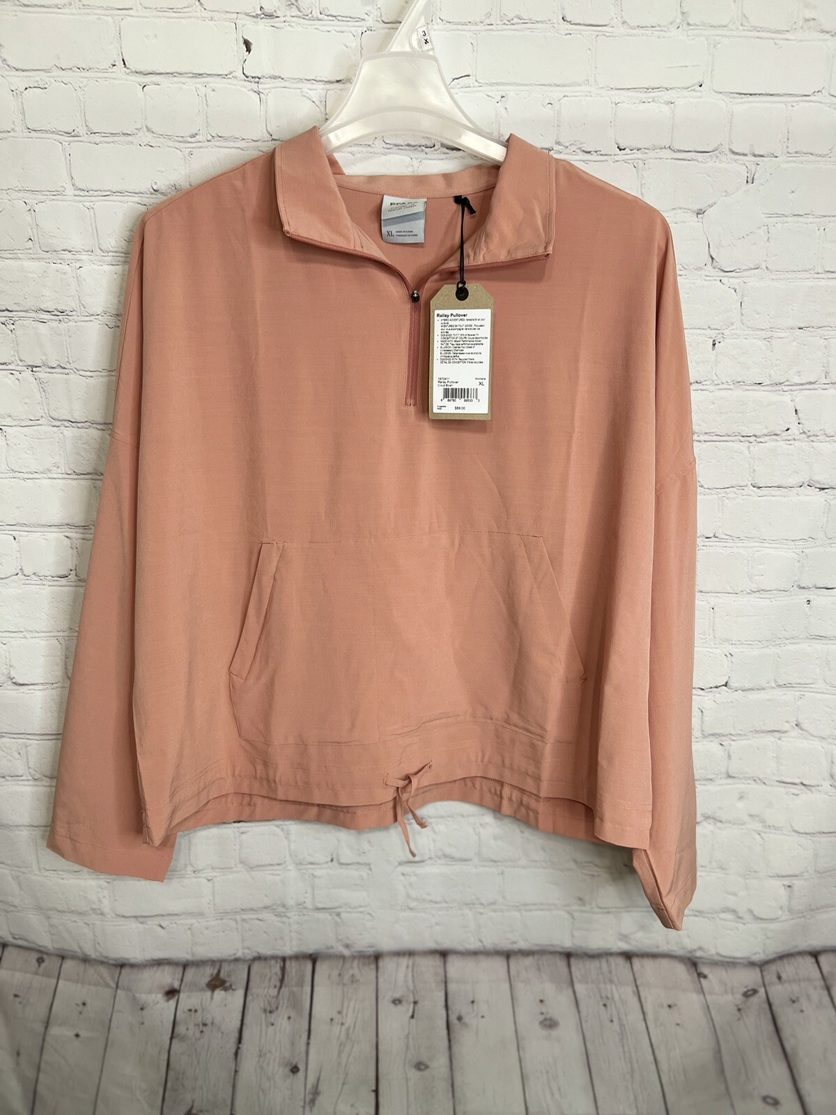 prAna Women’s Railay Pullover 1/4 Zip 1 Zip Pocket 1 Regular Tie Bottom Size XL