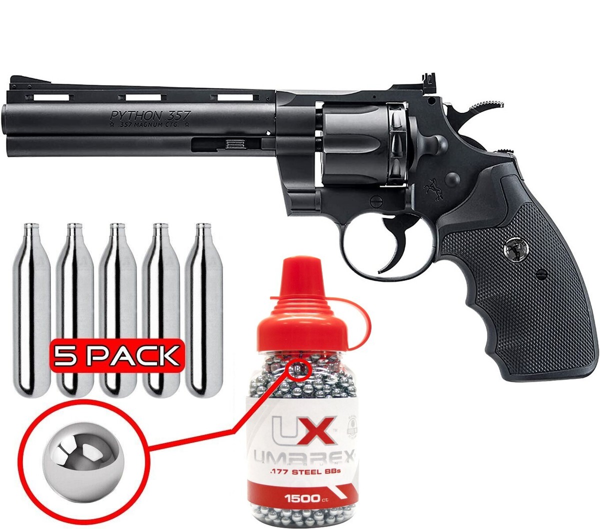 トイガン COLT PYTHON Colt Python .177 Cal Air Pistol, CO2 Revolver, BB & CO2