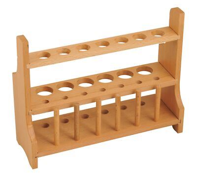 Wooden Test Tube Rack 6 Pins Holds 13 Tubes Up to 25mm Beech Wood