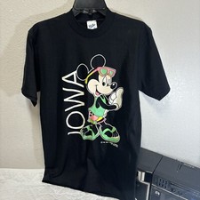 Vintage Disney Mickey Mouse T-Shirt Adult Sz M Black Iowa Made in USA
