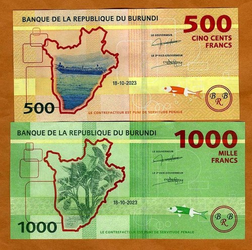 Juego Burundi, 500-1000 Francos, 2023, P-Nuevo, UNC - Imagen 2 de 2