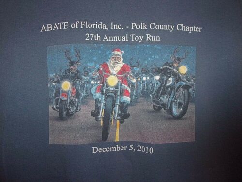 Abate of Florida blue 27th annual toy run Polk County Chapter L t shirt 2010 - Zdjęcie 1 z 4