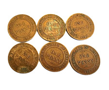 6x 1919 Pennies Penny Coin Australian King George Circulated 