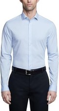 Calvin Klein Men's M Blue Wrinkle Free Fresh Stretch Dress Shirt Patterned M0522