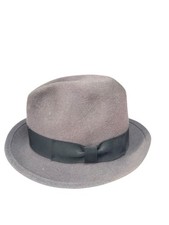 Vintage Hat-Check Fedora Hat Mens M Gray Wool Felt USA Made