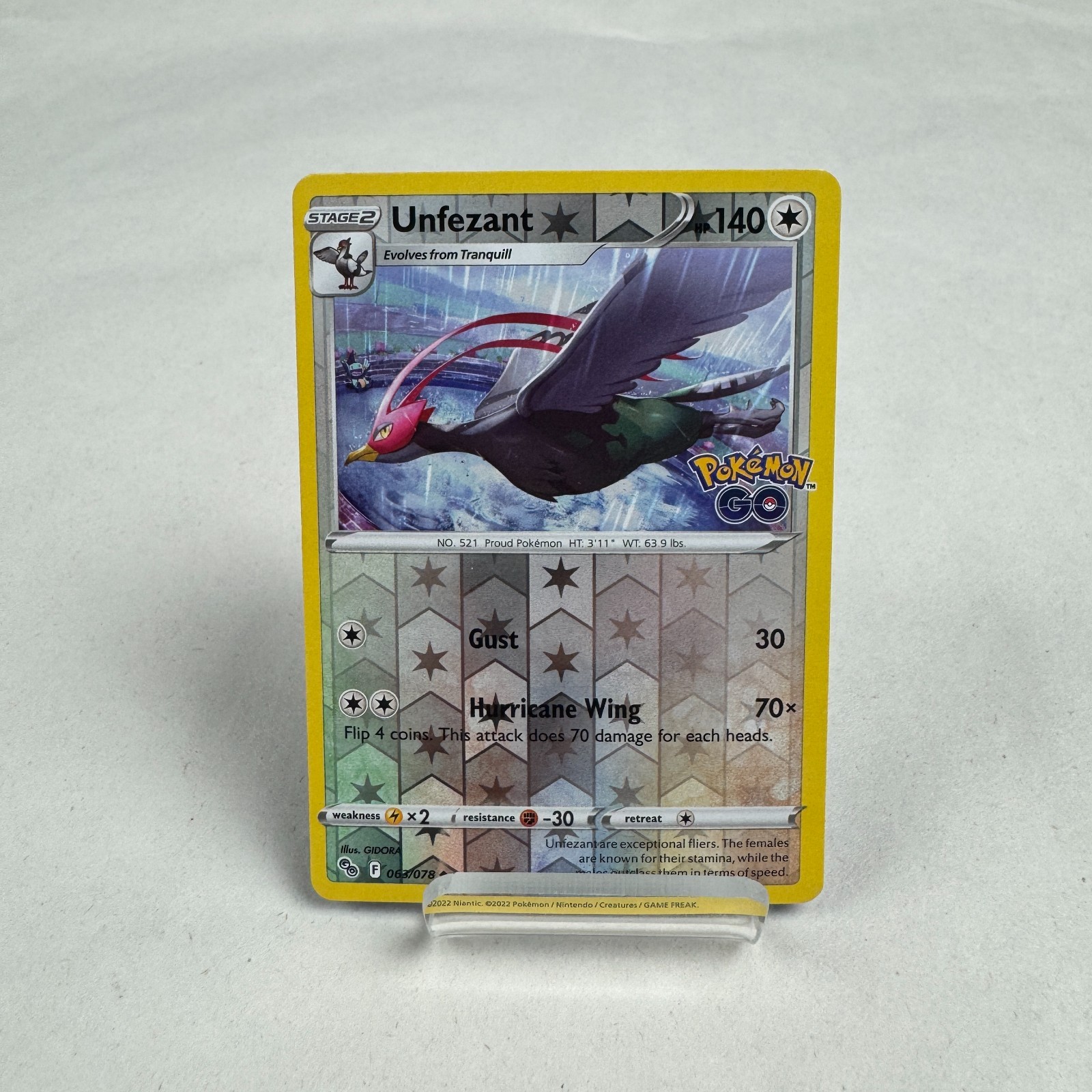 Pokémon TCG Pokemon Go Unfezant Reverse Holo Uncommon 063/078