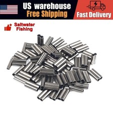 Copper Double Barrel Fishing Crimp Sleeves Tackle Line Tube Connector 0.8-2.6mm