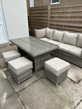Grey Rattan Corner Sofa Set