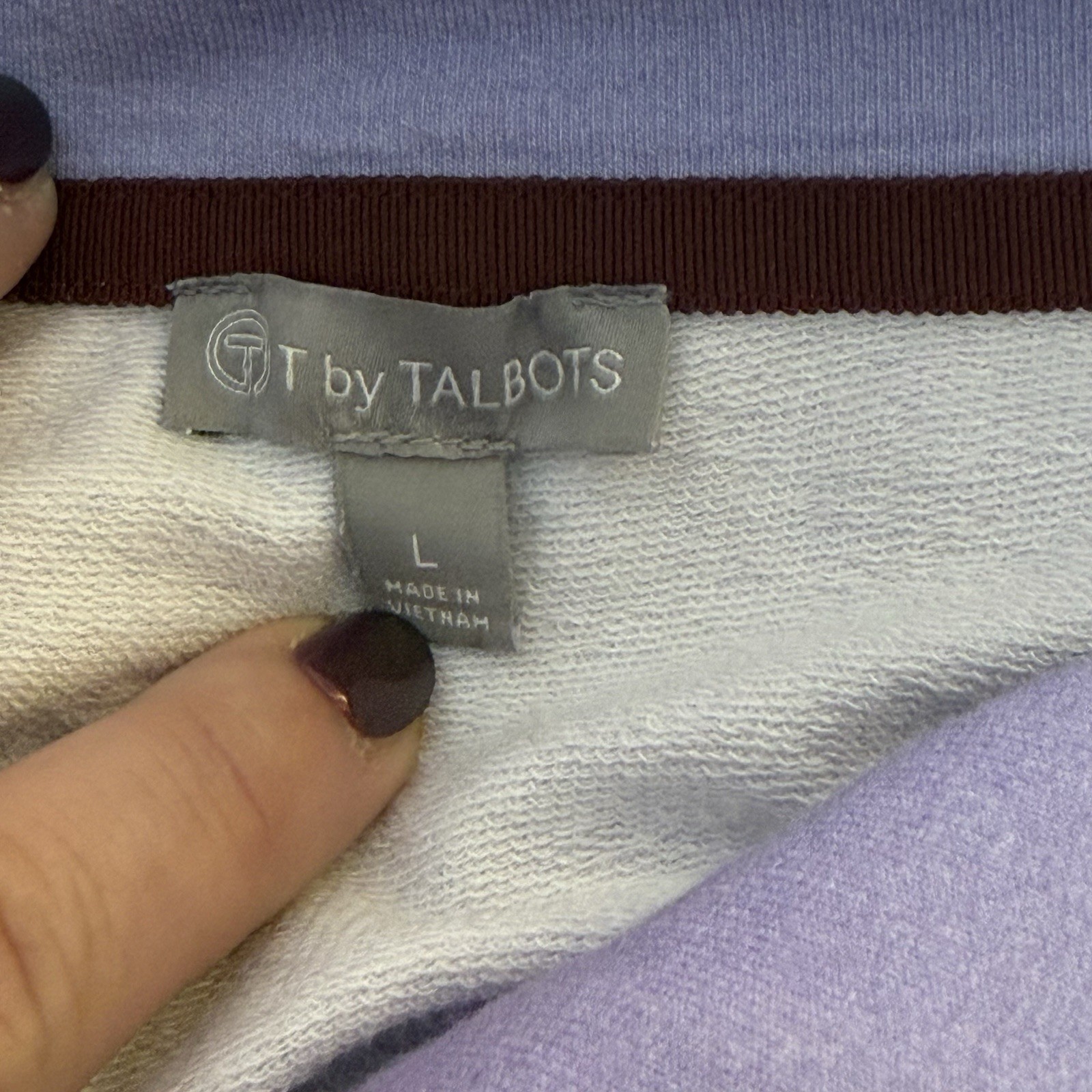 Talbots Snap Placket Pullover Ombré Large Purple … - image 6