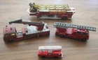 Corgi Major, Lesney Matchbox, Mojorette Fire Engines, trucks. Vintage Die Castx4