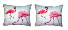 Pair Of Betsy Drake Funky Flamingos No Cord Pillows 16 X 20