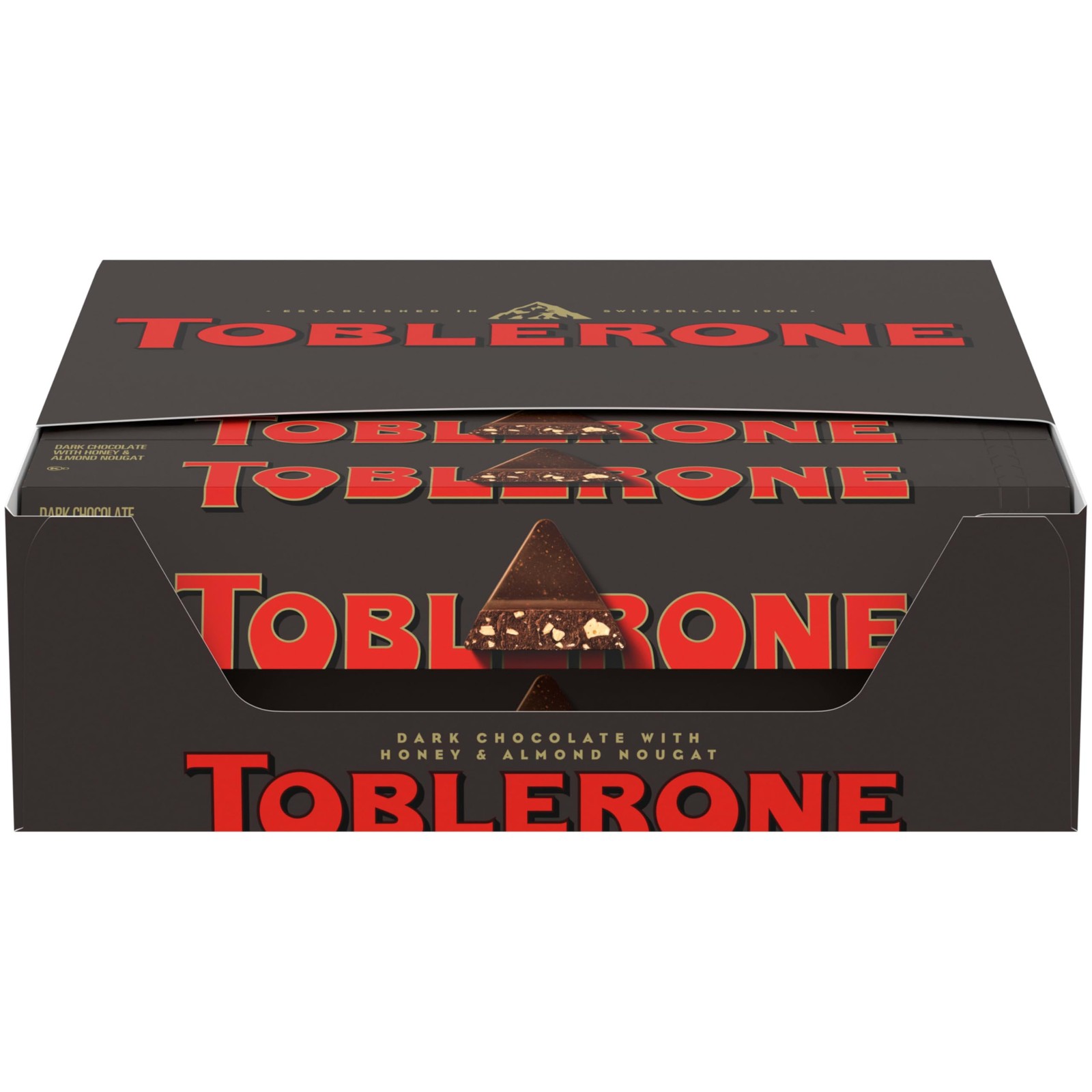 Toblerone Swiss Dark Chocolate Candy Bars with Honey and Almond Nougat, 20 -
