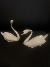Herend Feher Ungary Porzellan Figur Tier  Vogel Schwan, 2 Stück