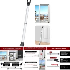 Upgraded Door Security Bar  Sliding Patio Stopper White Heavy Duty Adjustable