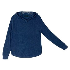 NWOT LAUREN RALPH LAUREN Hoodie Women L Blue Waffle-Knit Curve-Hem Cotton