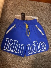 RHUDE Printed Logo Swim Shorts Blue