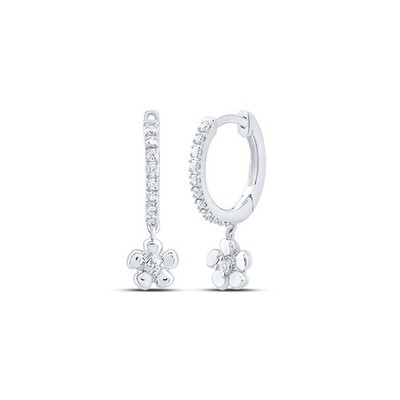 Ohrhänger 0,12 kt natürlicher Diamant Blume 10 kt Weißgold