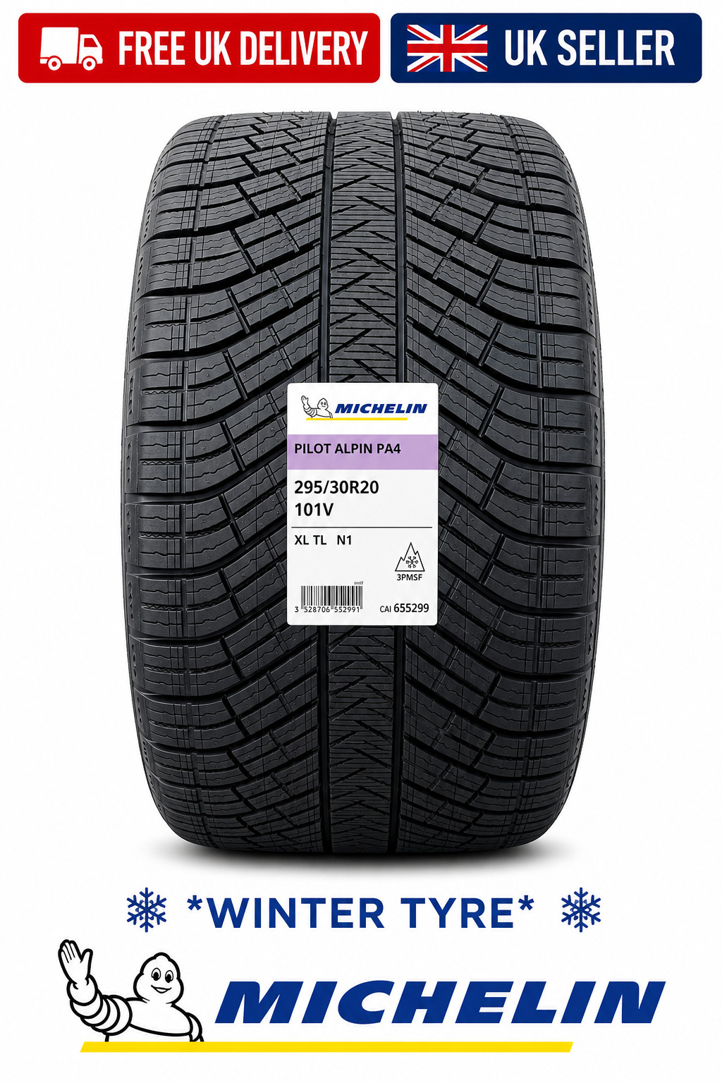 295/30R20 Michelin Pilot Alpin PA4 N1 101V XL Winter Tyre Porsche 295 30 20 2022