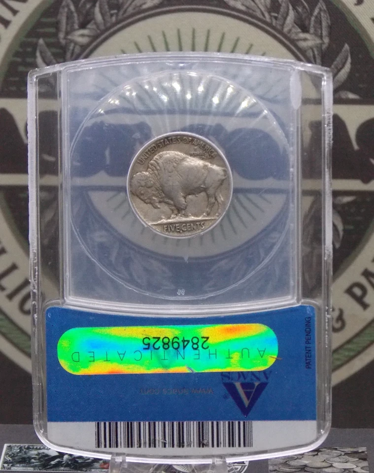 1916 "S" Indian Head BUFFALO Nickel **NO INITIAL** 5c ANACS VF30 #825 Very Fine - Image 4 of 4