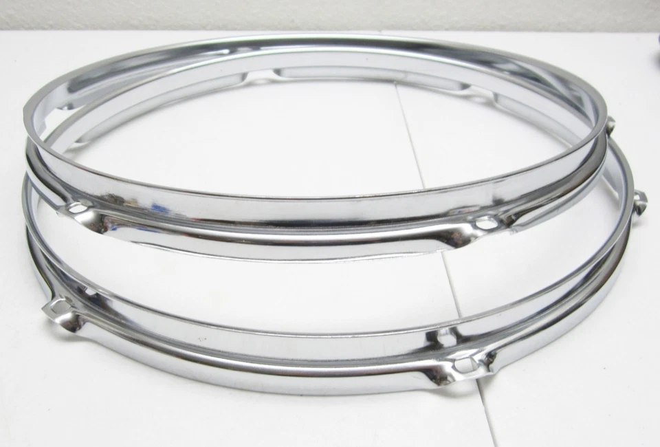 NEW Pair REPLACEMENT 13" TOM DRUM HOOPS RIMS, 6-HOLE, Triple Flange, Sonor Brand - Image 2 of 2