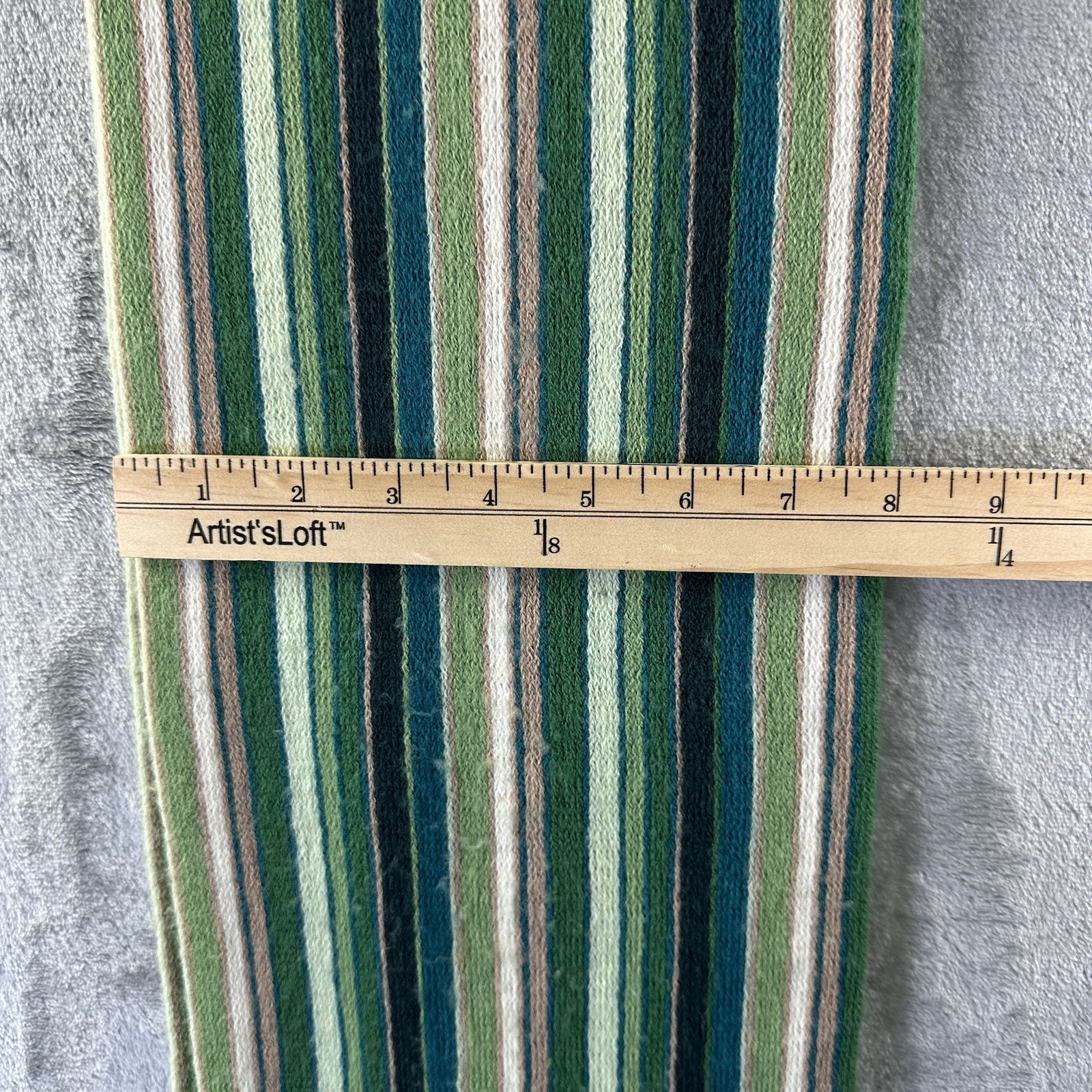 Rectangular Scarf Multicolored Stripes Green Turq… - image 4