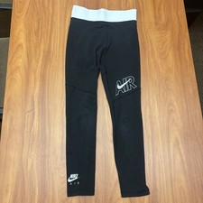 Nike Air Youth Girls Sz Medium High Waist Leggings Black Straight Leg