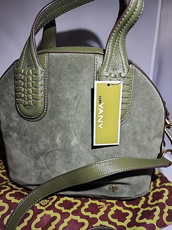 Bolso Bandolera y Cubierta Antipolvo Nuevo con Etiquetas OrYANY Gamuza Oliva Doble Asa Extraíble  Foto 2 de 4
