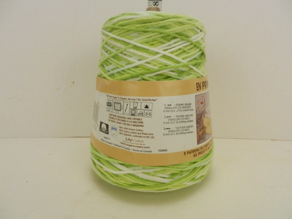 LILY Sugar 'n Cream 100 % algodón hilo 14 oz cono peinado 4 capas llave lima pastel verdes Foto 4 de 4