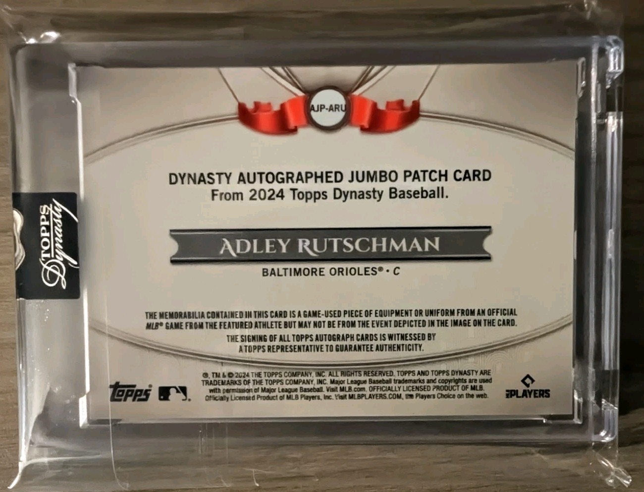 2024 Topps Dynasty Adley Rutschman Auto Jumbo Patch Silver /5 view 2