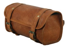 Superb Leather Vintage Motorcycle 2 Strap Buckle Closure Tool Brown Bag...