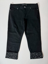 Michael Kors Black Studded Cuff Cropped Jeans Women  s Below Knee Slim Fit Size 8