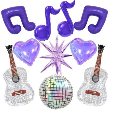 Kpop Girl Group Party Balloons,Purple Music Note Foil Balloons, Disco Ball Ba...