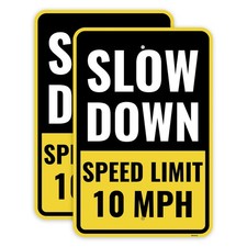 2PC 10 Mph Speed Limit Sign, 18 x 12 Inches - Aluminum - 10Mph Slow Down Safe...