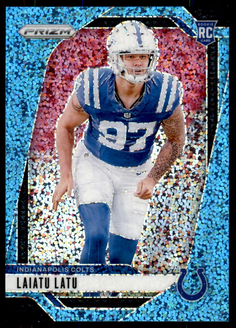 2024 Panini Prizm #366 Laiatu Latu #/96 Blue Sparkle Rookie