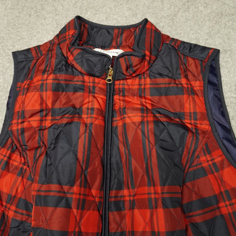Chaleco acolchado para mujer Croft & Barrow 2X rojo negro forrado a cuadros Foto 2 de 4