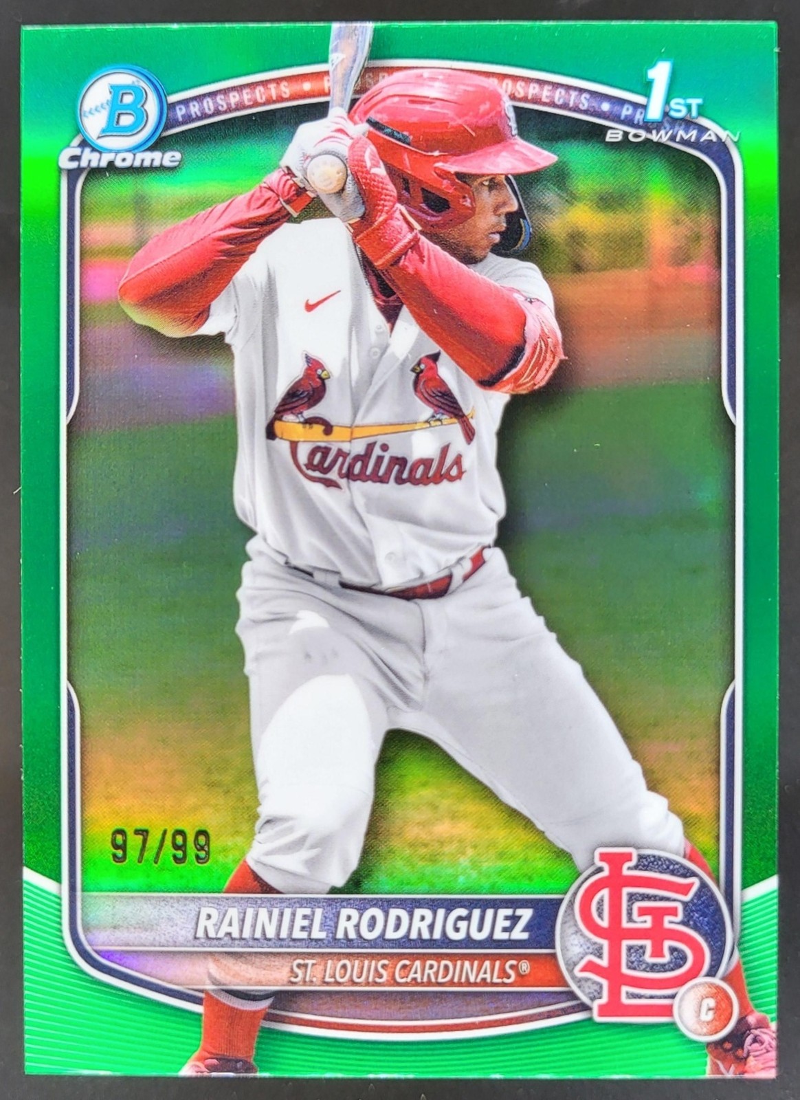 2025 Bowman Chrome Rainiel Rodriguez Green Refractor /99 1st Cardinals BK3